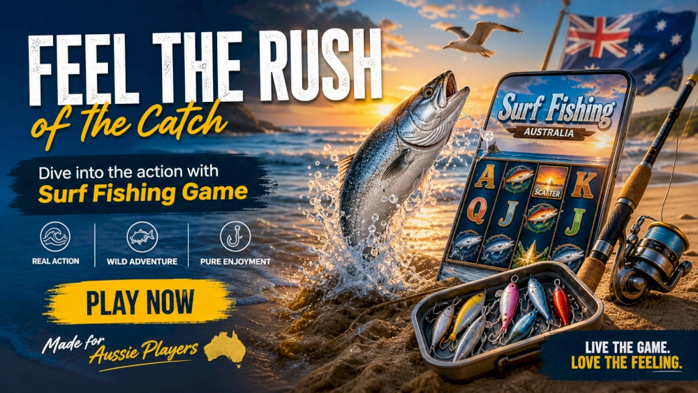 Australian coastline at surf tide with an atmospheric game-inspired setting